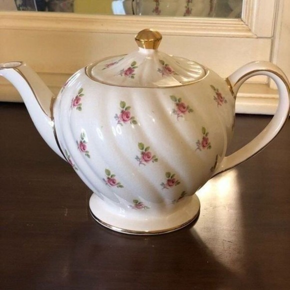 Vintage Other - Vintage Sadler‎ England Floral Print Ceramic Teapot Pottery White